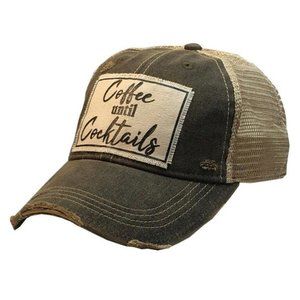 NEW Ball cap mesh vintage hat with "Coffee until cocktails" on front